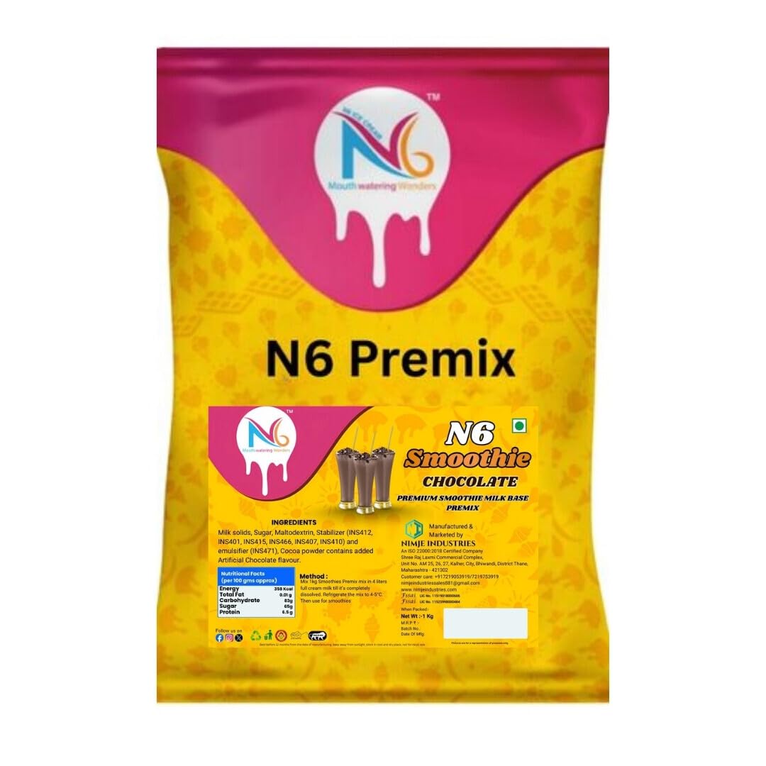 N6 Premix Chocolate Smoothie Premix Powder 1 Kg – Instant Chocolate Milkshake & Smoothie Mix | Rich Creamy Cocoa Flavor | Café Style Beverage Base | Easy Bulk Preparation-image-14