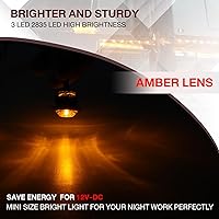 Vista 6 de TMH Paquete de 20 luces LED de advertencia, de 3/4 pulgadas, con soporte, color ámbar. Luces LED de advertencia para remolque de camión, vehículo