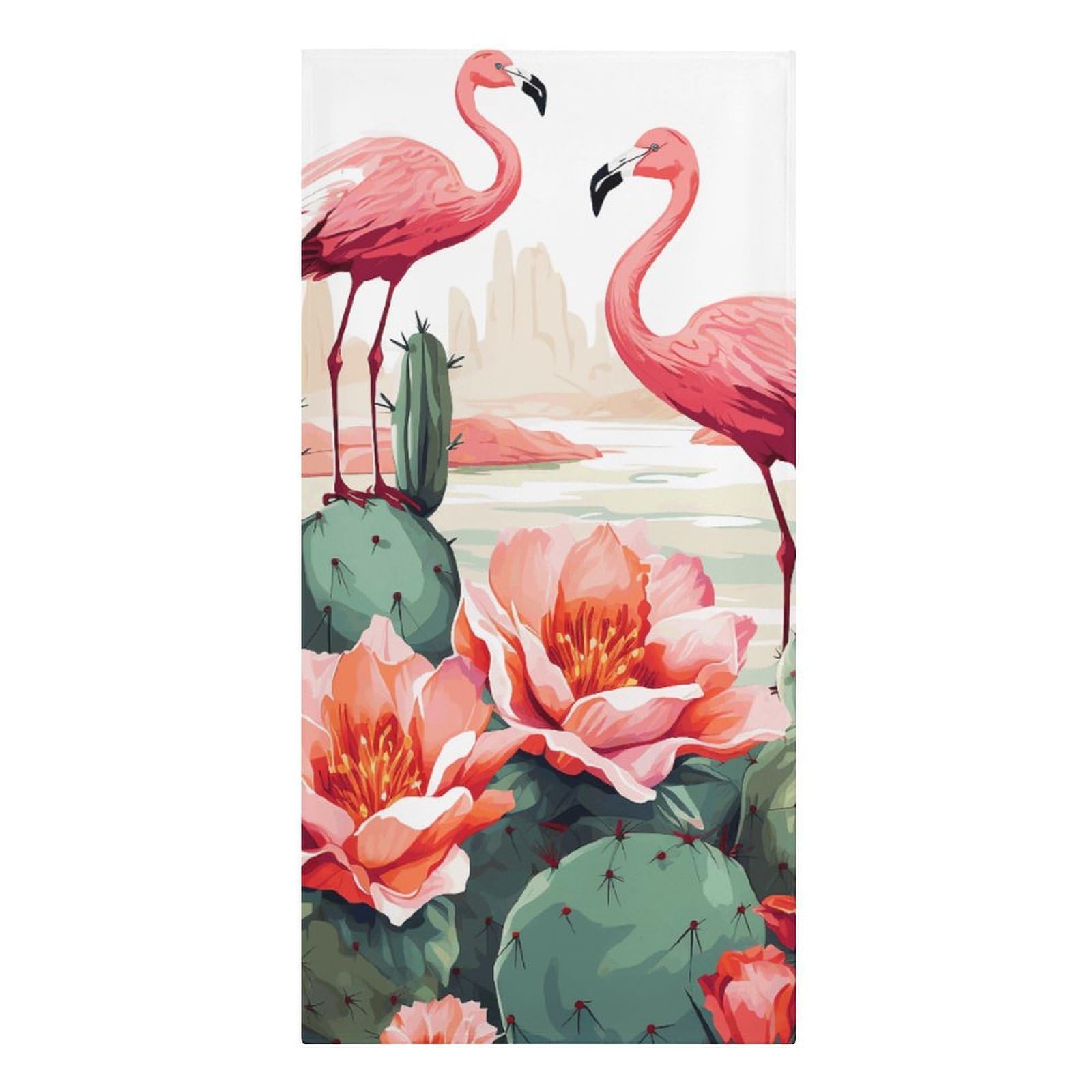 QMNLKH Cactus Flamingo Rose Flowers Beach Towel for Women, Large Microfiber Pool Towel for Men, Absorbent Swim Towels for Home, Lightweight Bath Towels for Camping, Yoga, 30.3"x61.4"