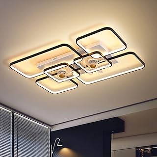 Salon Wentylator sufitowy Światło, zdalne sterowanie bezstopniowe ściemnianie, źródło światła 120W, cichy, czarny, złoty (Color : Black)
