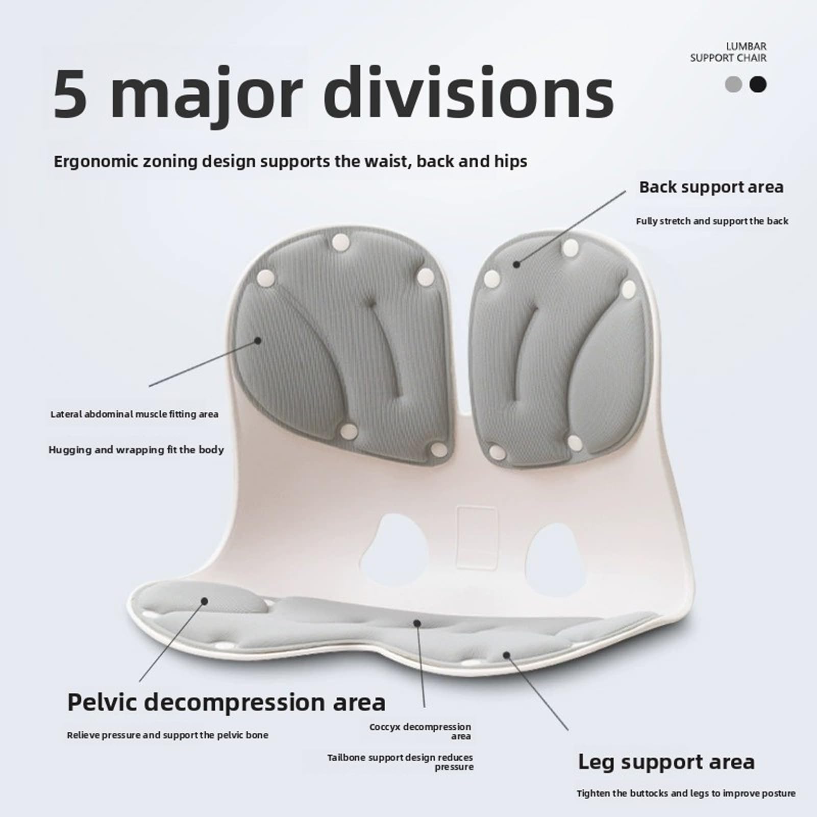 Almohada de apoyo lumbar de espuma viscoelástica para oficina y uso doméstico, base antideslizante, ideal para aliviar el dolor de espalda y silla.