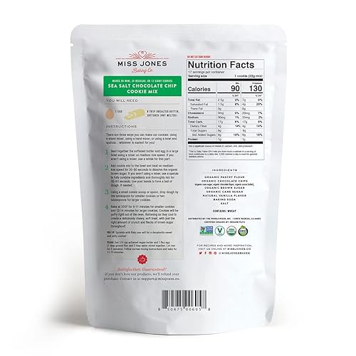 Miniatura 3 de Miss Jones - Mezcla de galletas orgánicas para hornear, sin OMG, apto para veganos, llenas de chispitas Chip de chocolate con sal marina de 13 onzas