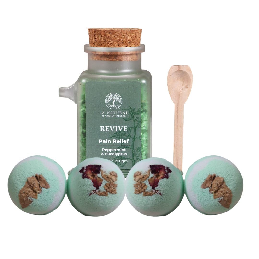 Eucalyptus Bath Salt and Bath Bomb Combo, 200gm Salt, 4 x 60gm Bombs-picture-31