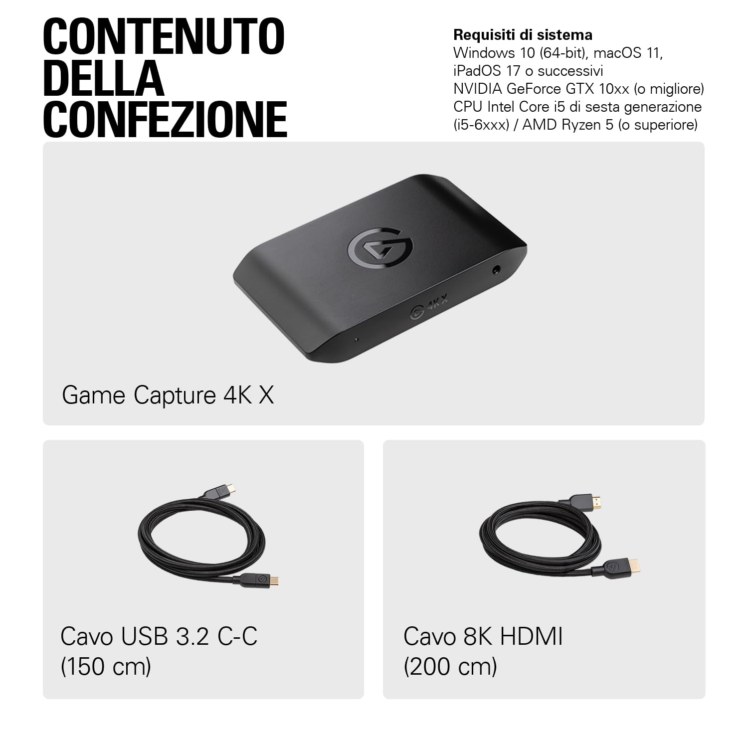 Elgato 4K X - Cattura 4K144 con Latenza Ultra-Bassa su PS5|Pro, Xbox Series X|S, Nintendo Switch 2, OBS e Altro, HDMI 2.1, VRR, HDR10, USB 3.2 Gen 2, per Streaming, Compatibile con PC|Mac|iPad