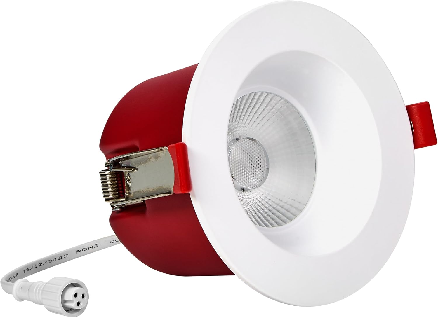 Maxxima 4 in 2 Hour Fire Rated Ultra Thin Anti-Glare LED Downlight, Recessed Canless Light IC Rated, 1000 Lumens, 5 Color Temperature Selectable 2700K/3000K/3500K/4000K/5000K, Dimmable, J-Box Included