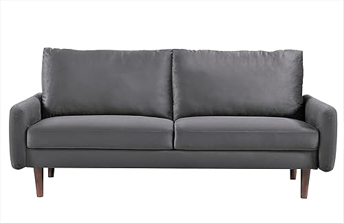 Miniatura 3 de Kent - Sofá de terciopelo para salas de estar modernas y espacios compactos, cómodo sofá de 3 plazas, muebles de estudio con diseño elegante, gris