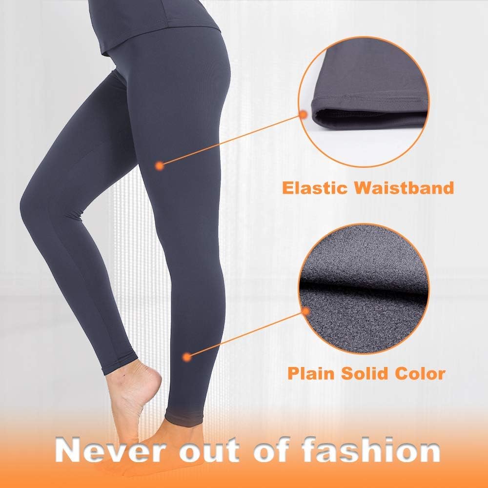 MANCYFIT Thermal Pants for Women Fleece Lined Leggings Underwear Soft Bottoms Dark Grey Large