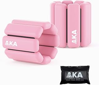 AKA Adjustable (0-1LB) Durable Silicone Wrist Weights Bracelets Set Ankle & Wearable Weight for Fitness, Exercise, Walking, Jogging, Aerobics, Yoga.1 Pound Each, 2 Per Set