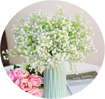 Artificial Gypsophila, Baby Breath Plastic Plants Fake Flowers Wedding Bridal Bouquet Party Indoor Outdoor DIY Home Garden Verandah Corridor Table Arrangements Decoration - 4 pcs