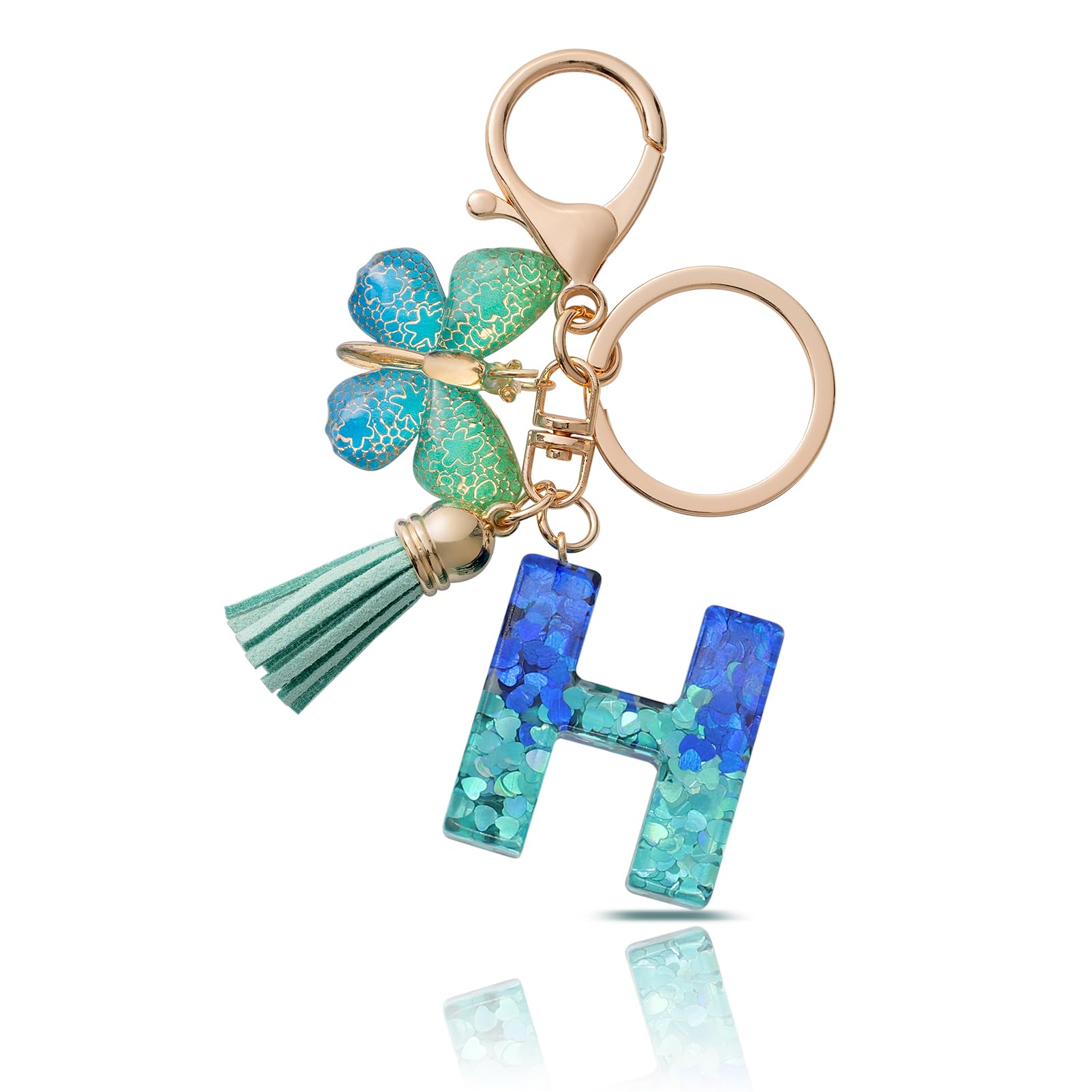 CHUQING Schlüsselanhänger Buchstabe Mädchen Schlüsselanhänger mit Anfangsbuchstaben Schmetterling Keychain Letter Geschenke für Frauen Damen