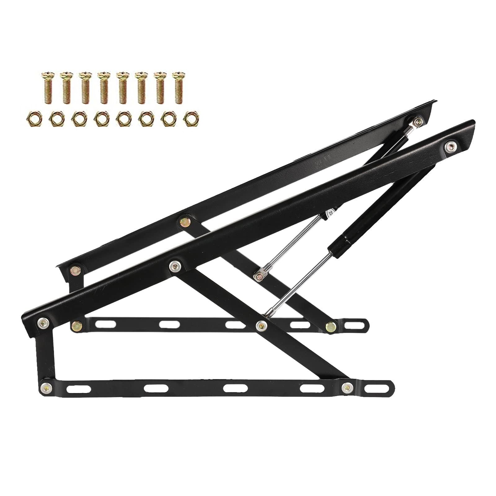 Gdhkddfl Black Hydraulic Support Rods For Furniture Cabinet Doors Gas Springs Furniture Hinge, Heavy-Duty Pneumatic Spring Bed Storage Lift Kit, Folding Up Hinges(,150Cm/59In)