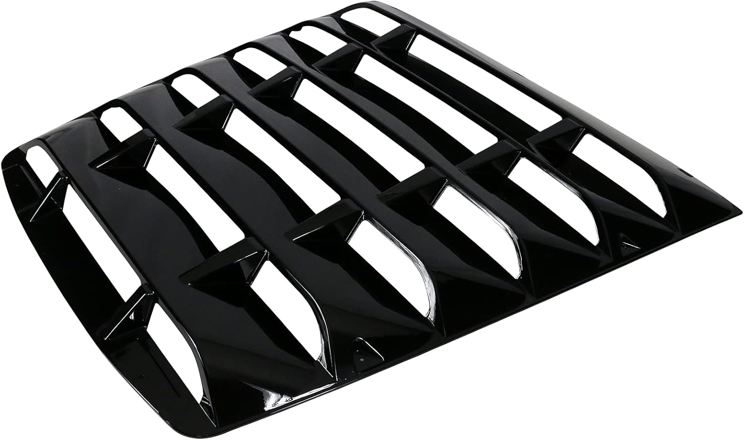 IKON MOTORSPORTS, Window Louver Compatible with 2014-2019 Chevy Corvette C7, Gloss Black Rear Window Visor Louvers Guards Sun Shade Cover ABS Plastic, 2015 2016 2017 2018