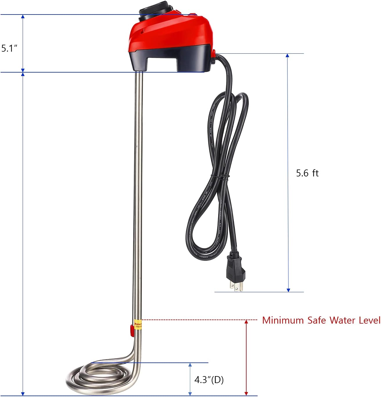 Buy 1 get 1 🔥 1300W Immersion Heater, Water Heater with Adjustable Thermostat, Water Level Auto Shutoff for Overheat Prevent, Stainless Bucket Heater, Warms up in Minutes 5Gallons of Water, KD Heater