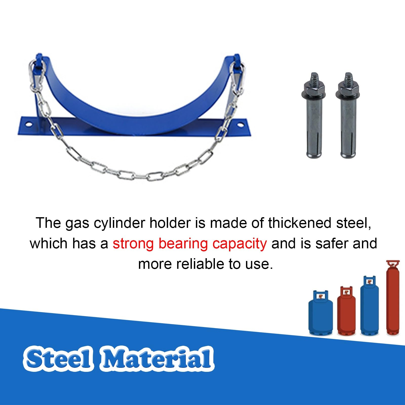 Gasflasche Halterung Gasflaschenhalter Flaschenhal Wandmontiertes Labor-Gasflaschen-Organisationsregal, Feuerlöscher-Befestigungsbügel aus Stahl, Flaschenhalterung für 40/ 50L Flaschentanks(1 pc,25.6i