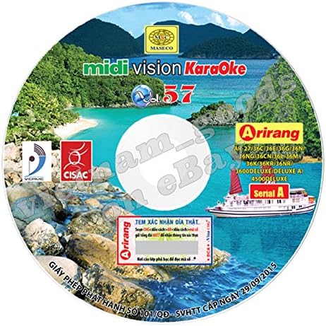 Arirang Karaoke Vision Midi Disc Vol 57 Serial A Vietnamese English Chinese For Player AR 27C, 36C, 36CN, 36D, 36E, 36G, 36K, 36KR, 36L, 36M, 36N, 36NG, 36NR, 3600, 3600Deluxe/DeluxeA, 4500Deluxe