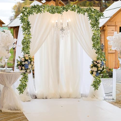 Miniatura 7 de Surakey Guirnalda de eucalipto sintético de 78.7 in, enredaderas artificiales colgantes de hojas de eucalipto para boda, jardín, telón de fondo,