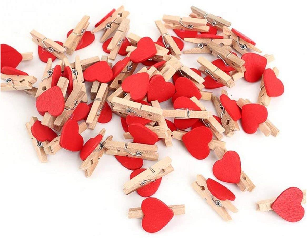 Hobby Tek Mini Wooden Photo Paper Clips with Cute Heart Design and Jute Rope (Pack of 30) (B08XZJZJCW) Amazon Price History, Amazon Price Tracker