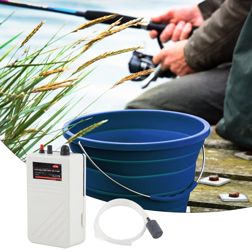Tiiyee Pompe à Air D'aquarium, Pomper Oxygène Silencieuse Piles avec Pierre | Tube De Pêche En Plein Portable Mini Multifonctionnelle Accessoire Pêcheur Bulleur Aquarium Silencieux pour Bac Poissons