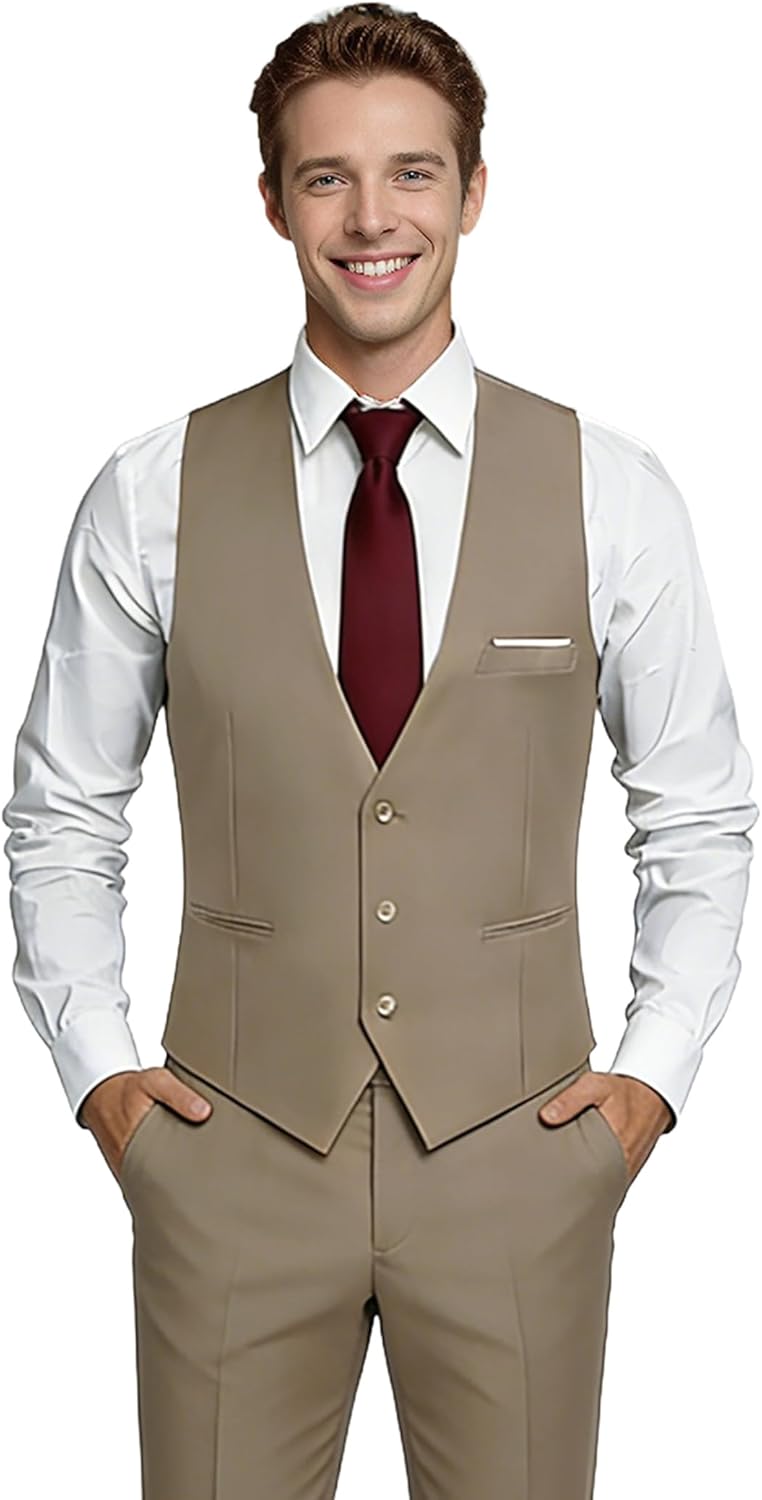 COOFANDY Men's Suit Vest Slim Fit Formal Dress Waistcoat Casual Business Vests for Suit or Tuxedo - Image 2