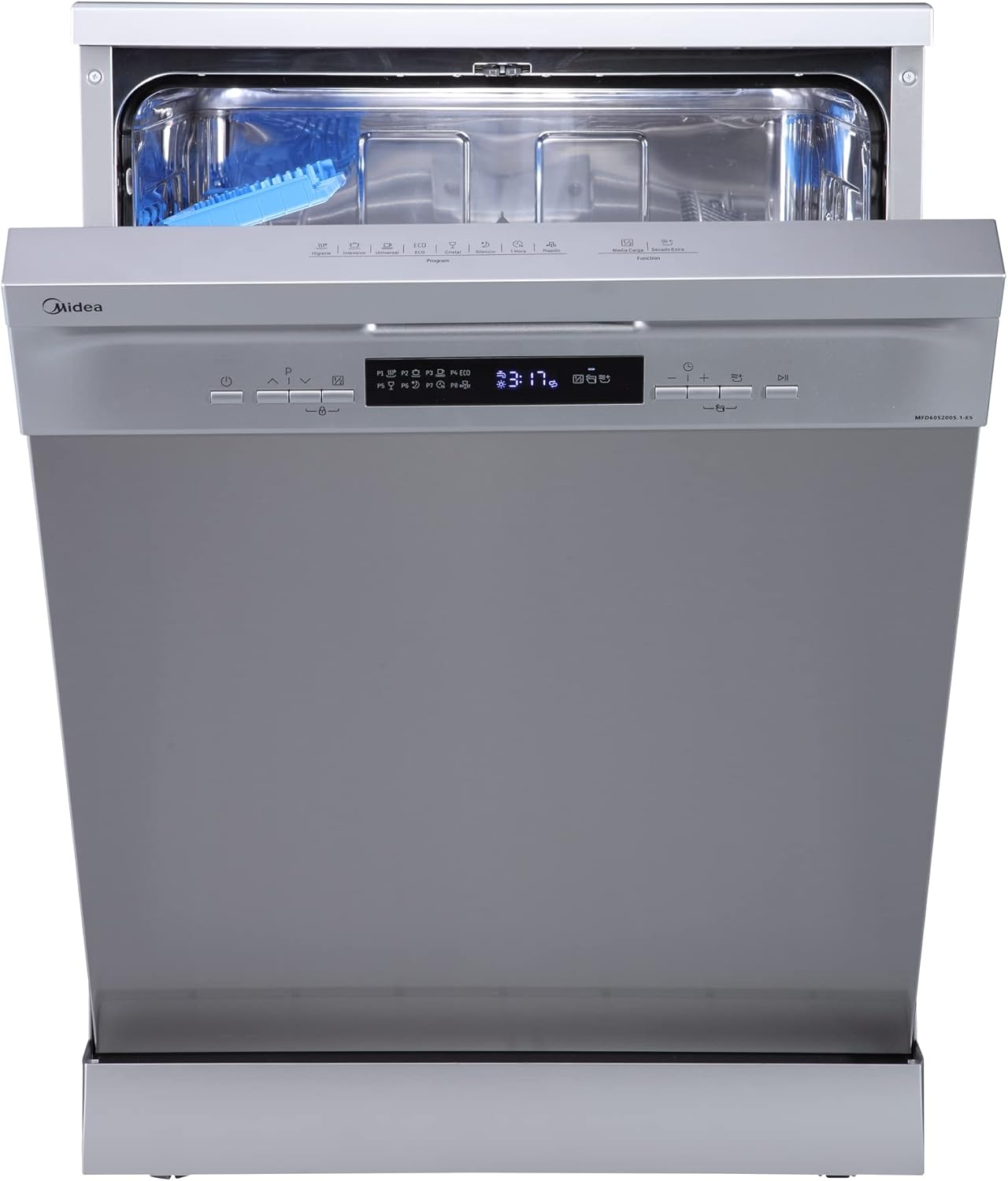 Midea lavastoviglie 45 cm libera installazione MFD45S300X.1-IT con 10 coperti, avvio ritardato, 9 programmi [Classe di efficienza energetica C]