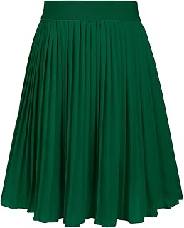 Girls Skirts High Waist Swing Boho Midi Casual Chiffon Elastic A-line Long Pleated Skirt