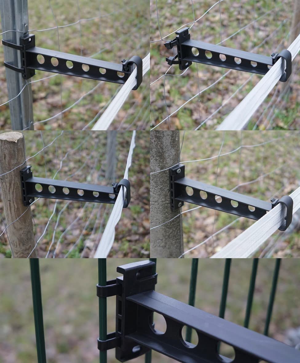 20x Isolatori per Recinto Elettrico 20cm Montaggio con Viti o Fascette | per Rete Giardino Recinzione, Recinzione da Pascolo, Palo, Filo, Cavo & Banda Larga (incl. 40 fascette serracavi 9x450 mm)