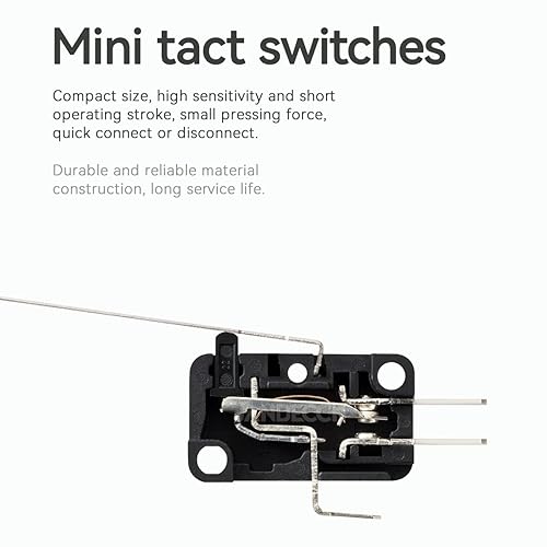 Miniatura 4 de 10 unids interruptor de límite de plomo Palanca de bisagra recta larga, SPDT 1NO 1NC Micro interruptor de acción a presión V-153-1C25