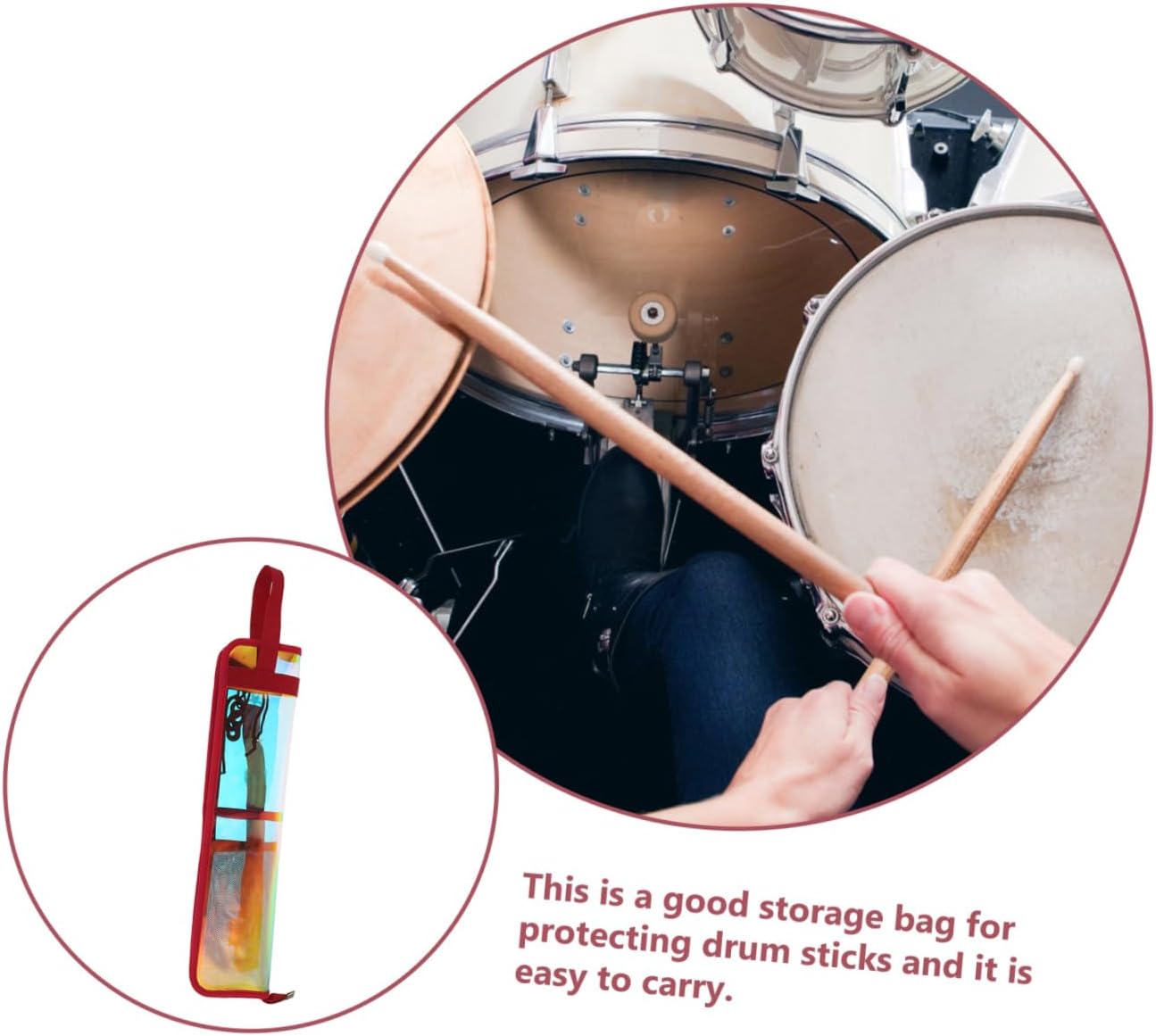 Portable Red Drumstick Storage Bag Drumstick Case Drum Accessory Pouch for Drummers