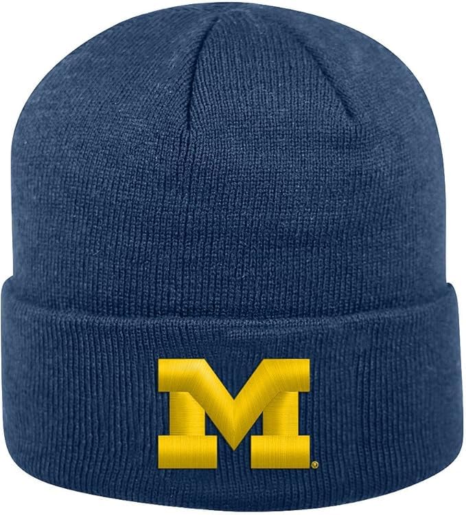 Collegiate Cuffed Knit Beanie Hats (US Alpha One Size Michigan Navy)