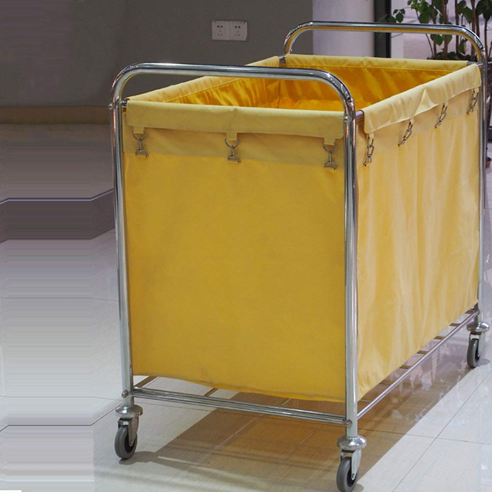 Chariot De Rangement De Cuisine avec Couvercle Amovible/Chariot De Tri De Linge D'Hôtel Marron sur roulettes avec Poignée pour Salle De Linge De Club Roulant 92,Yellow-92X56X89Cm
