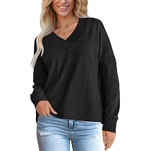 Vivitulip Basic Women's Sweatshirt V-Neck Oversized Long Sleeve Casual Pullover Top
