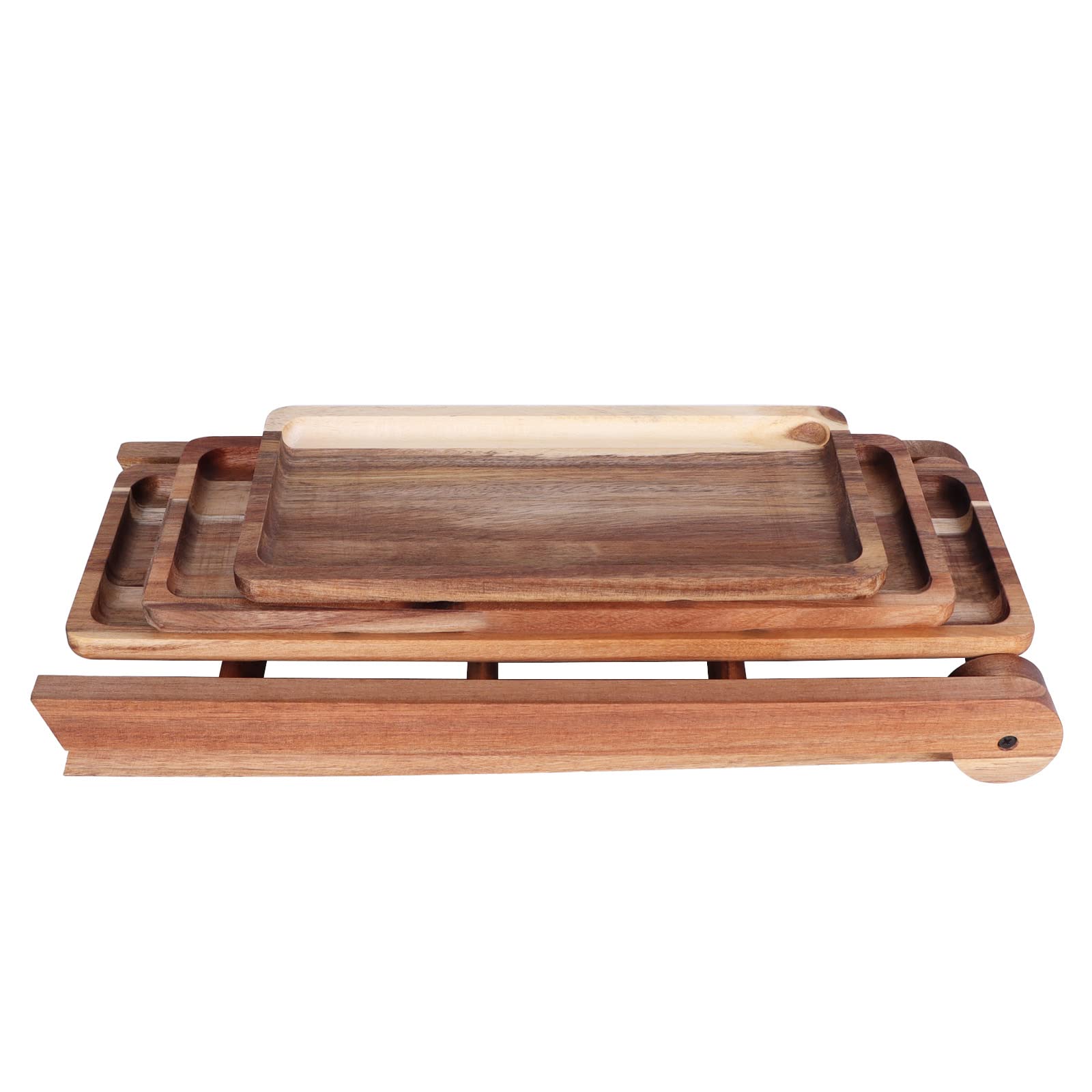木製プレート サービングトレイ長方形木製サービングトレイ 3枚セット パーティ Amazon.co.jp: MyHarney 木製ティアードトレイ 3段サービングトレイ