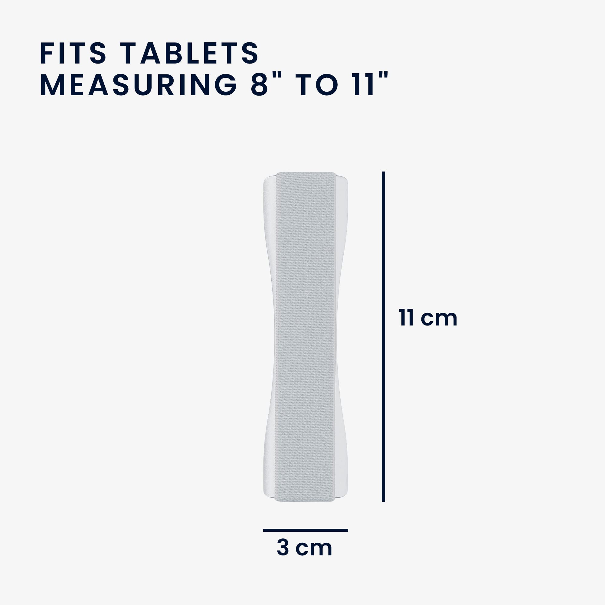kwmobile Supporto Dita per Tablet Sostegno Adesivo Fascetta Elastica Impugnatura Mano Universale Compatibile con iPad Galaxy-Tab Porta Tablet argento