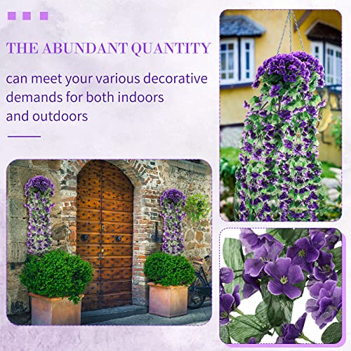 4 Pack Violet Hanging Flowers Artificial Decor 5 Petal Silk Violet Simulation Hanging Plant Faux Hanging Royal Violets Hanging Artificial Orchid For Home Garden Wedding Indoor Outdoor Decor (Purple) #TOP3