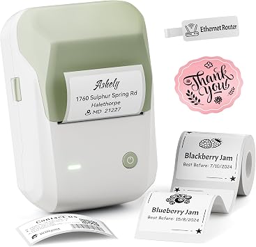 NIIMBOT B1 Label Maker Machine with Tape, 2Inch Thermal Label Printer | Portable, Bluetooth, Multiple Templates App, for Home, School, Office, Small Business, Compatible with Phones and PC Green