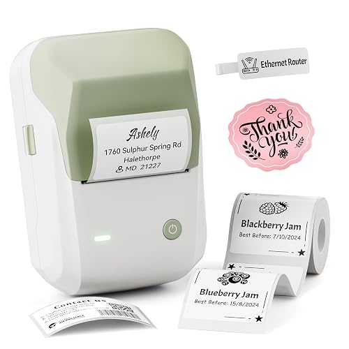 NIIMBOT B1 Label Maker Machine with Tape, 2Inch Thermal Label Printer | Portable, Bluetooth, Multiple Templates App, for Home, School, Office, Small Business, Compatible with Phones and PC (Green)