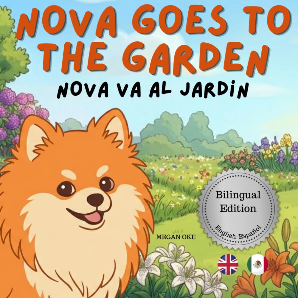 Nova Goes To The Garden: A Bilingual Children's Book in English and Spanish (Nova the Pomeranian Series) (Nova The Pomeranian: Outdoor Adventures (Bilingual: English and Spanish))