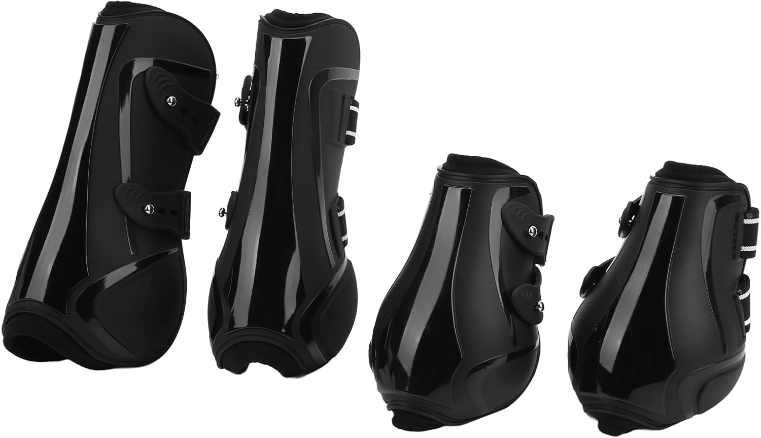 VINGVO Horse Boots, Horse Leg Wraps 4pcs PU Shell Front Hind Horse Leg Boots Horse Fly Boots Tendon Fetlock Brace Guard Boots for Riding Shock Absorbing Competition (1 Set