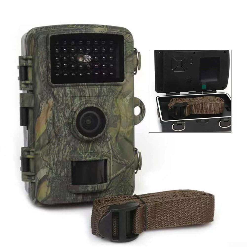 Cámara Fototrampeo 12MP 1080P, Cámara de Caza con Visión Nocturna 40IR y 0.8s de Disparo, IP66 Impermeable para Vida Silvestre, Monitoreo Exterior y Seguridad