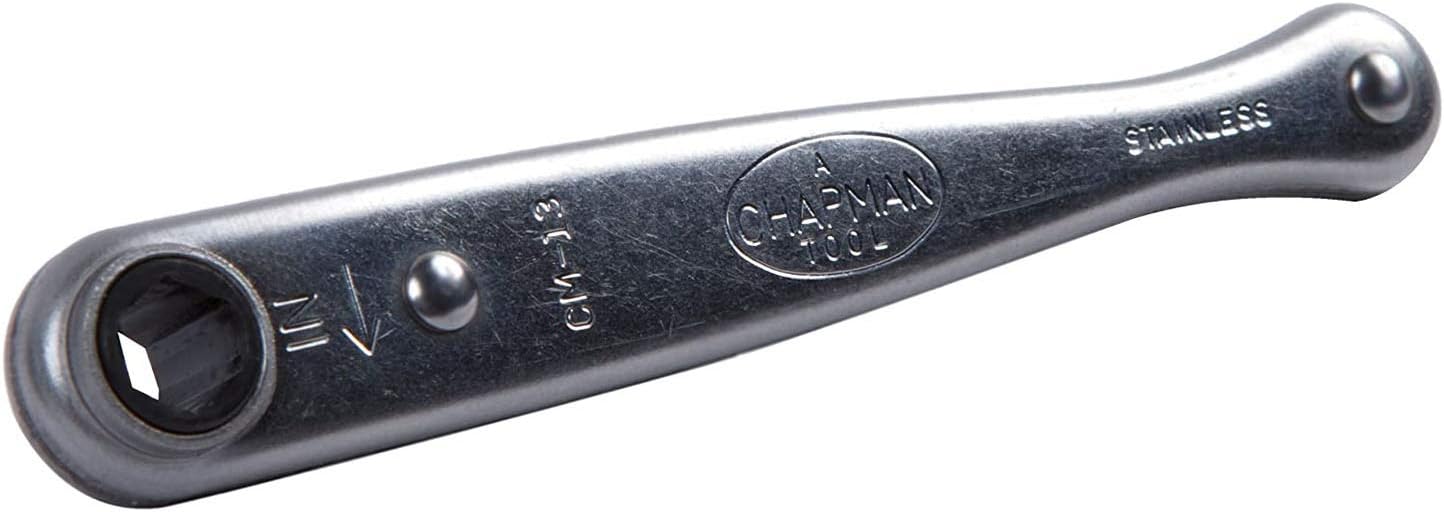 Chapman MFG CM-13 Mini Ratchet, 1/4" Drive, USA Made Stainless Steel Ratchet with 20 Tooth Gear & 18 Degree Working Arc