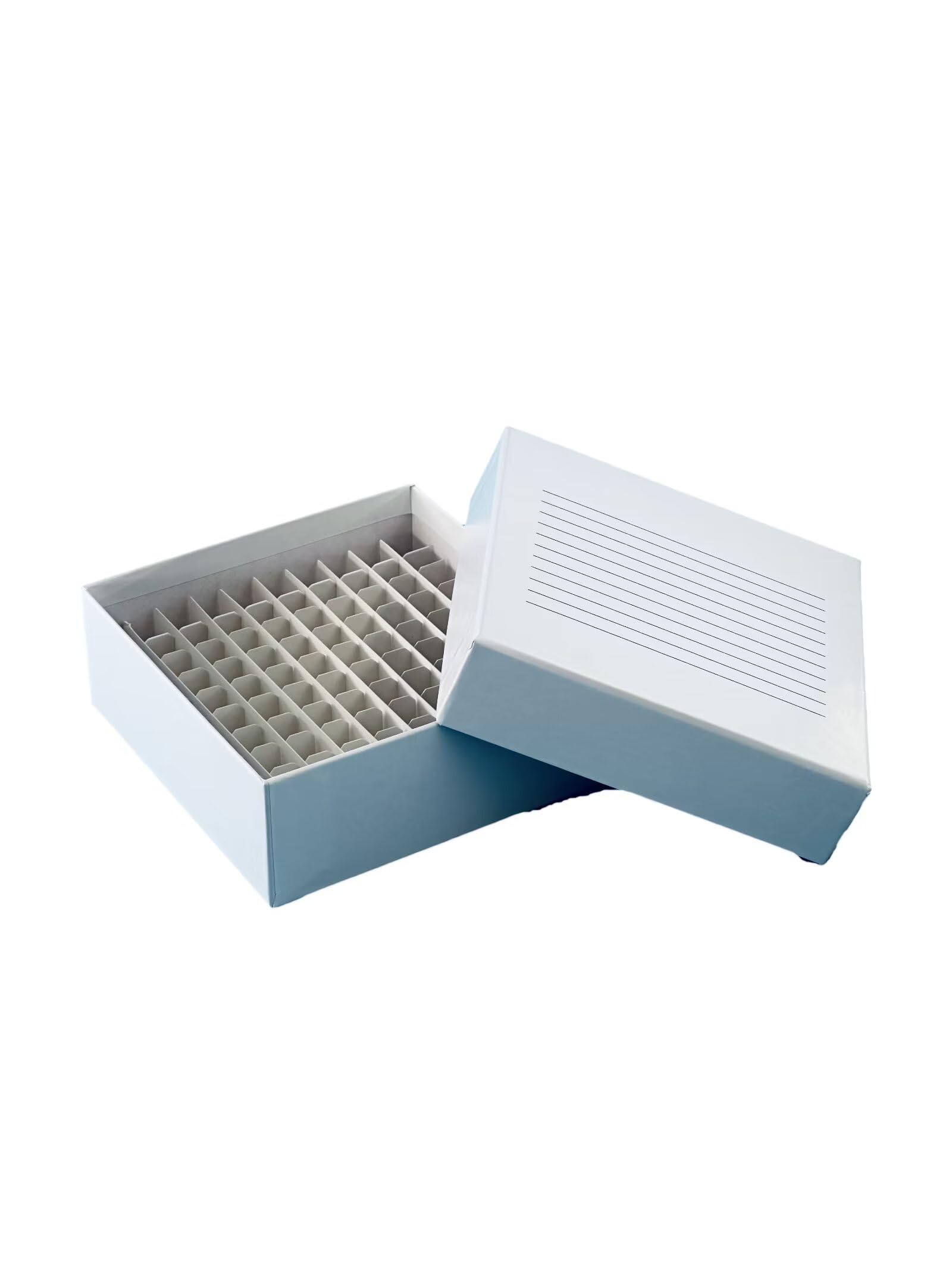 LUERFLE - Caja de cartón para congelación de 100 pozos con compartimentos premontados, paquete de 15