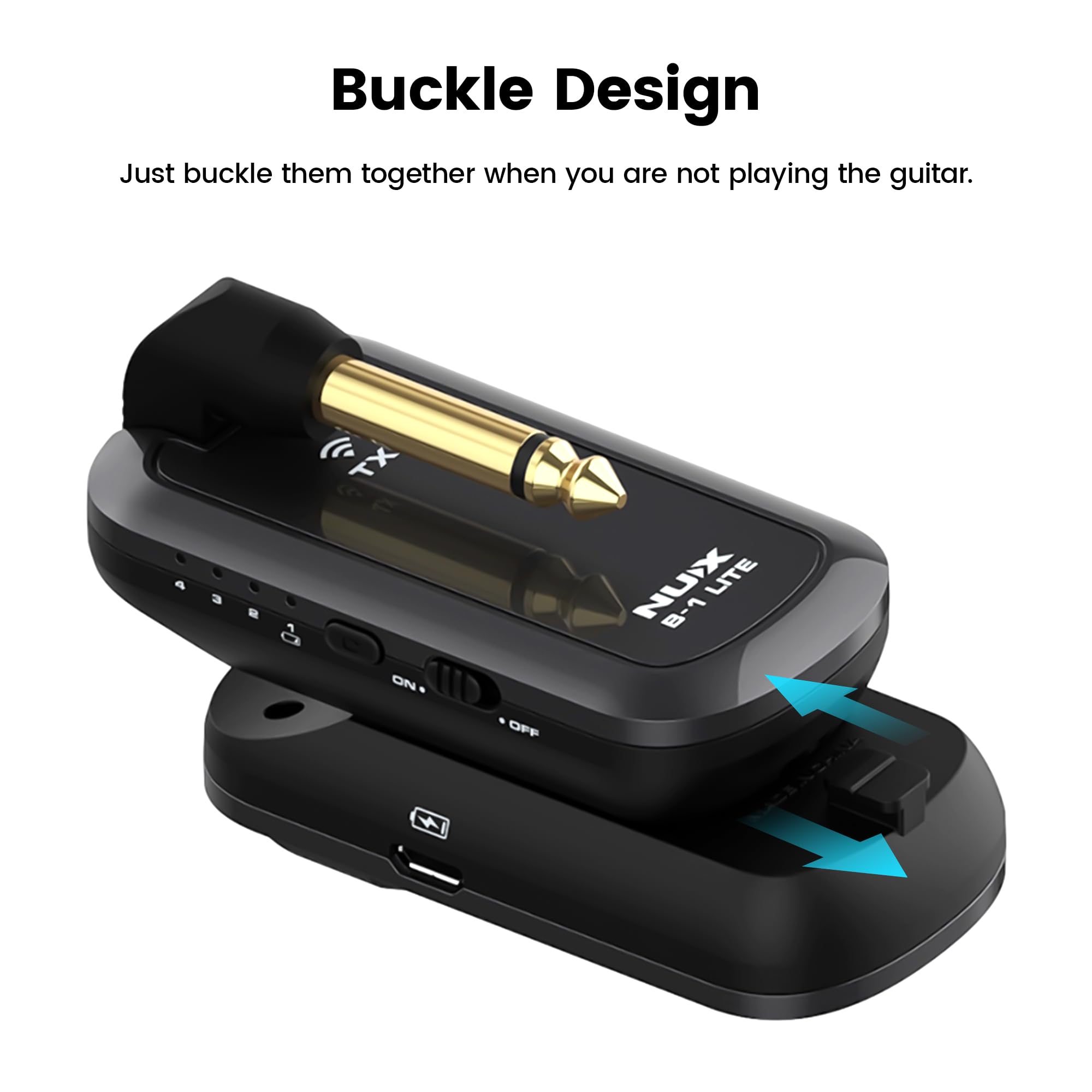 NUX B-1 Lite Système sans fil pour guitare 2,4 GHz, moins de 5 ms de latence, anti-interférences WiFi, émetteur récepteur sans fil rechargeable pour guitare