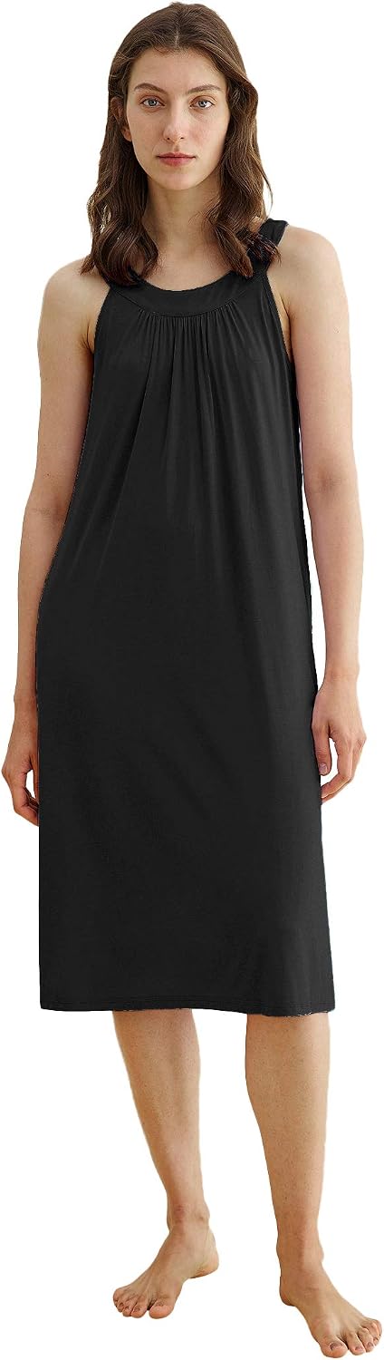 Latuza Women's Viscose Sleeveless Nightgown with Pockets