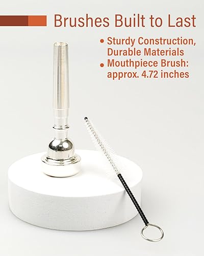 Miniatura 8 de Libretto Juego de cepillos de limpieza de trompeta con paño de pulido, cepillo de boquilla, cepillo de válvula, cepillo de agujero, paño de limpieza