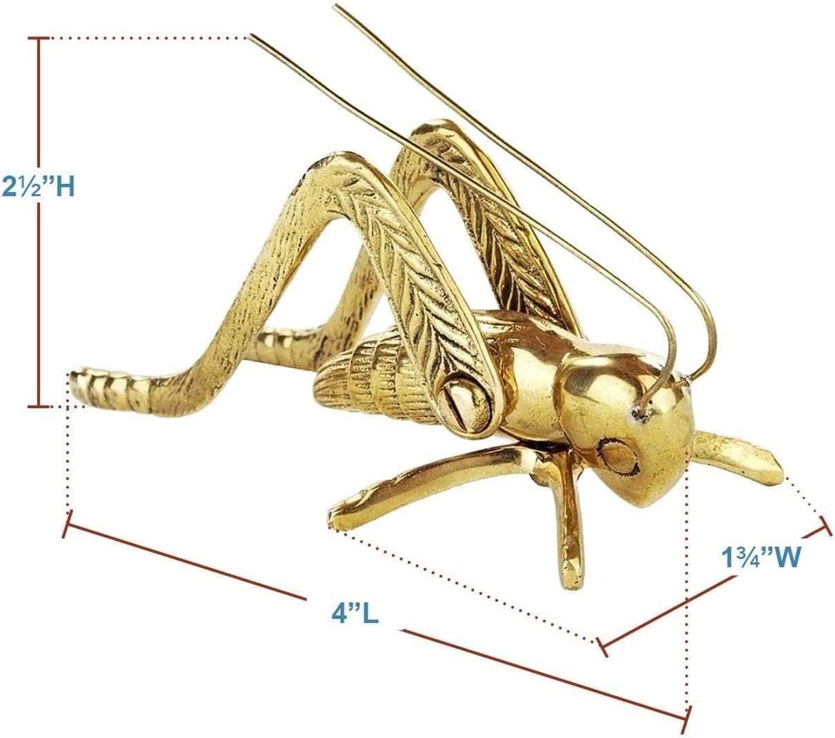 Polished Brass Cricket Hearth Figurine, 9"