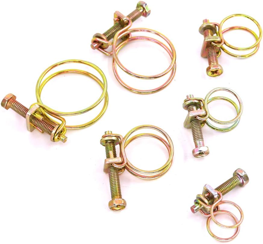 Hilitchi 42-Pcs 6-Size Adjustable Steel Wire Tube Hose Clamps Assortment Kit - Size included 1/2'', 5/8'', 3/4'', 7/8'', 1-1/8'', 1-1/4''