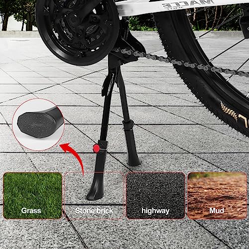 FORTOP Adjustable Kickstand for Adult Bicycle – Heavy Duty Center Mount Double Bike Stand for 24” 26” 27.5” 29” Bikes – Aluminum Alloy Kick Stand for MTB, Road (Black 2)