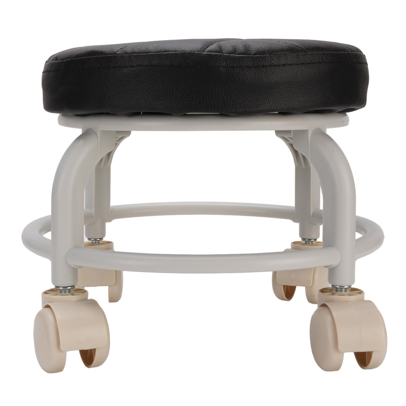 Tabouret bas à roulettes rond noir avec assise rotative à 360 degrés pour atelier et maison