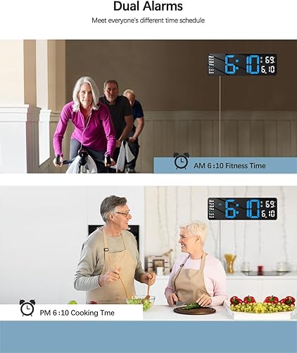 Vista 15 de JoFomp Reloj de pared digital – Pantalla LED grande de 13 pulgadas, alarma fuerte, control remoto, DST, atenuación automática, fecha y día