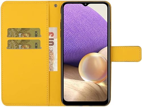 Miniatura 5 de Funda compatible con Samsung Galaxy A32 5G con tarjetero de cuero con tapa abatible, estampado retro con función atril, funda protectora magnética